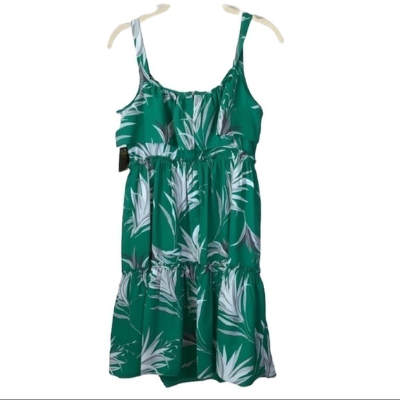 Taylor Green Tropical Print Palm Leaves Tiered Dress Size 6 - Picture 4 of 9